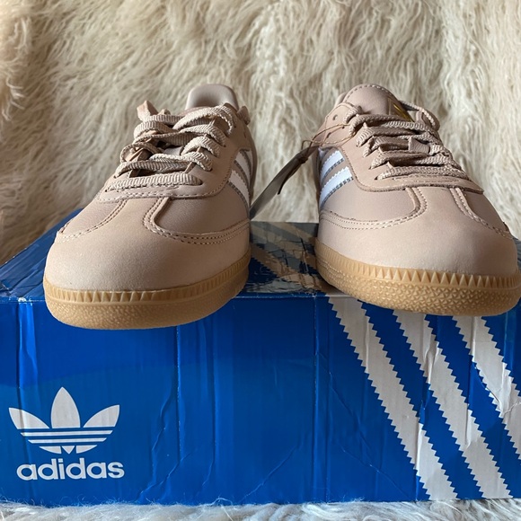 🔥NWT🔥 Adidas Samba OG Women’s, Wonder Taupe/Footwear White/Gold Metallic, Sz 8.5 - Picture 11 of 13